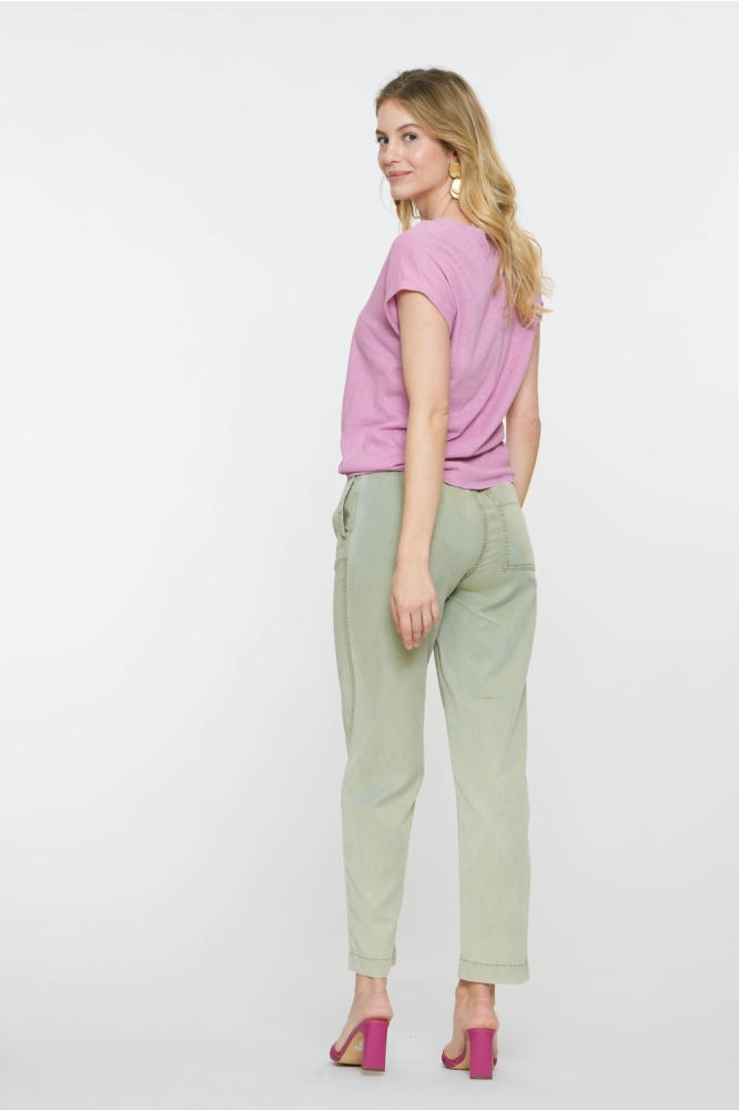 RUSTIEK KATOENEN T SHIRT MET V HALS 52103 47 Lavender
